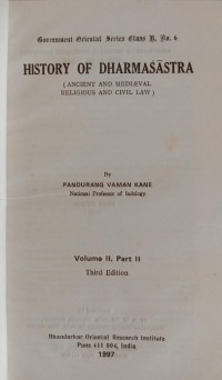 Image of Government Oriental Series Class B, No. 6 : History of Dharmasastra Vol. II Part II